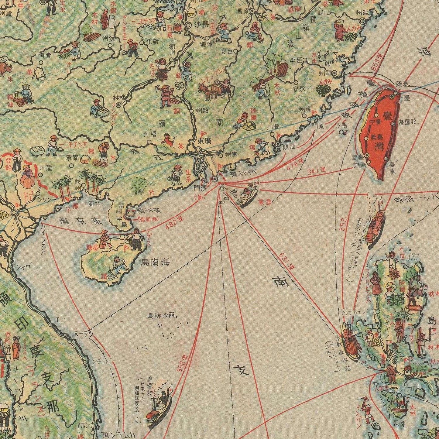 detail of the map from the centre