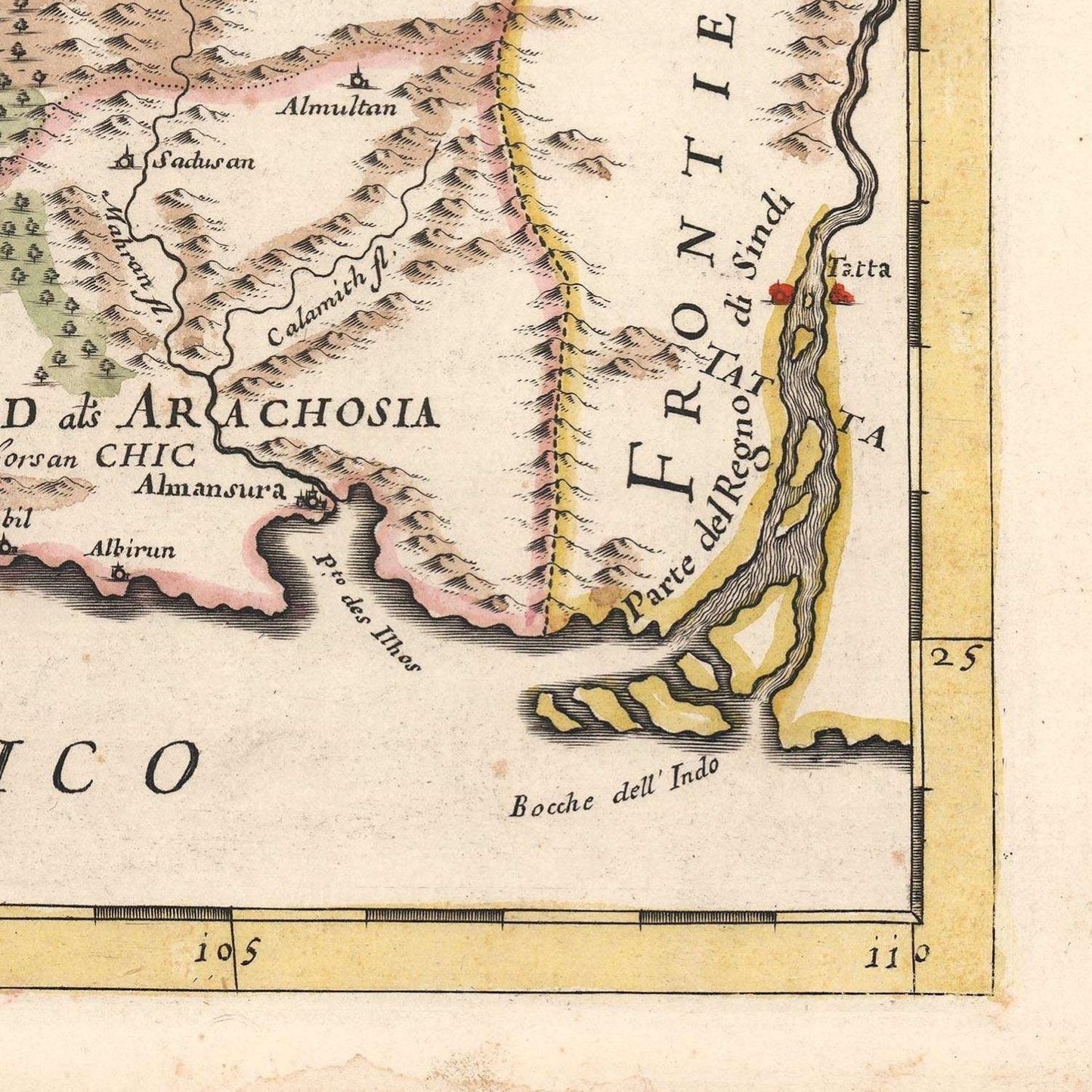 detail of the map from the bottom right corner