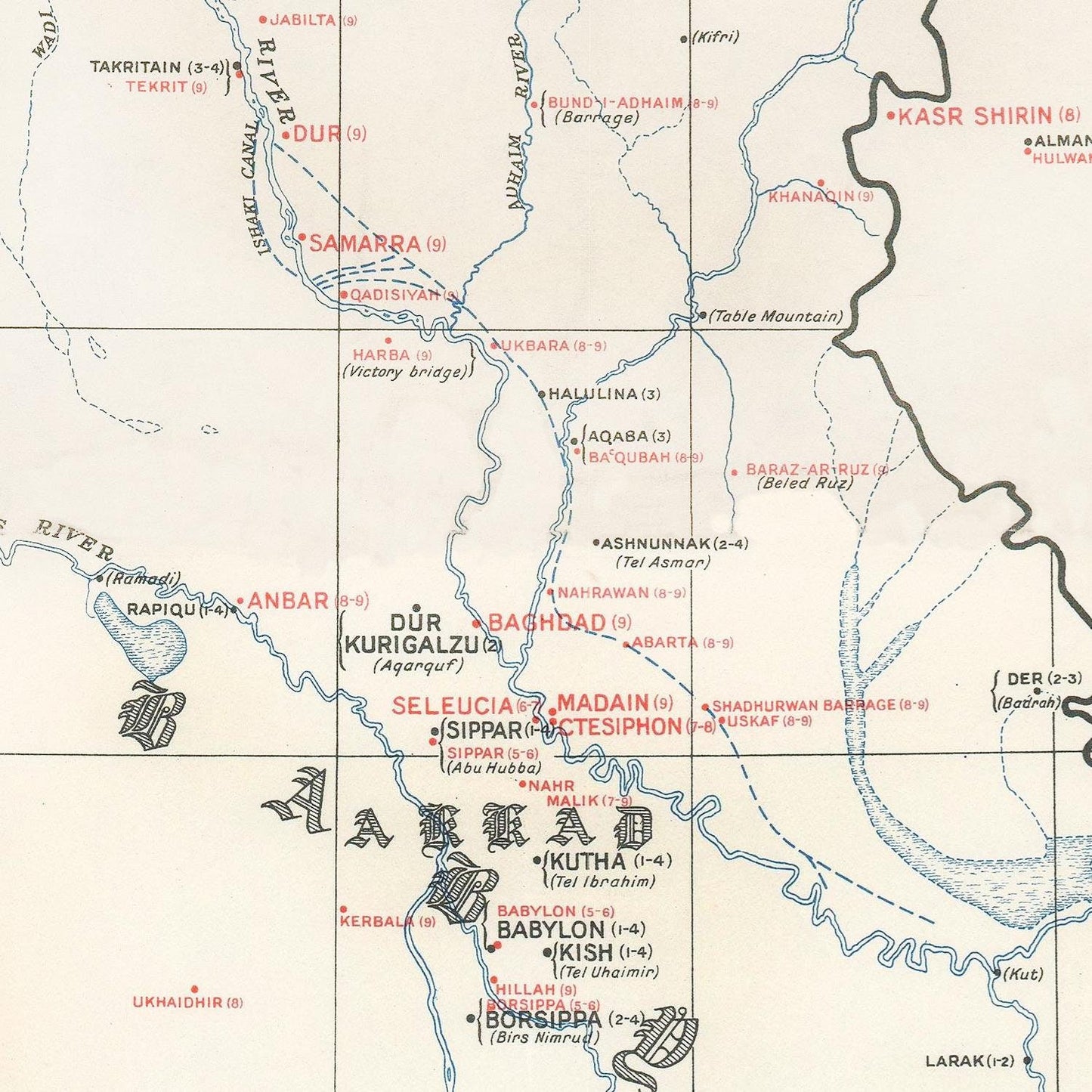 detail of the map from the centre