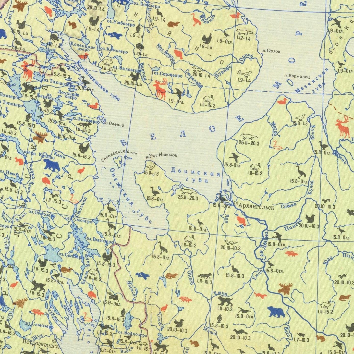 detail of the map from the centre left