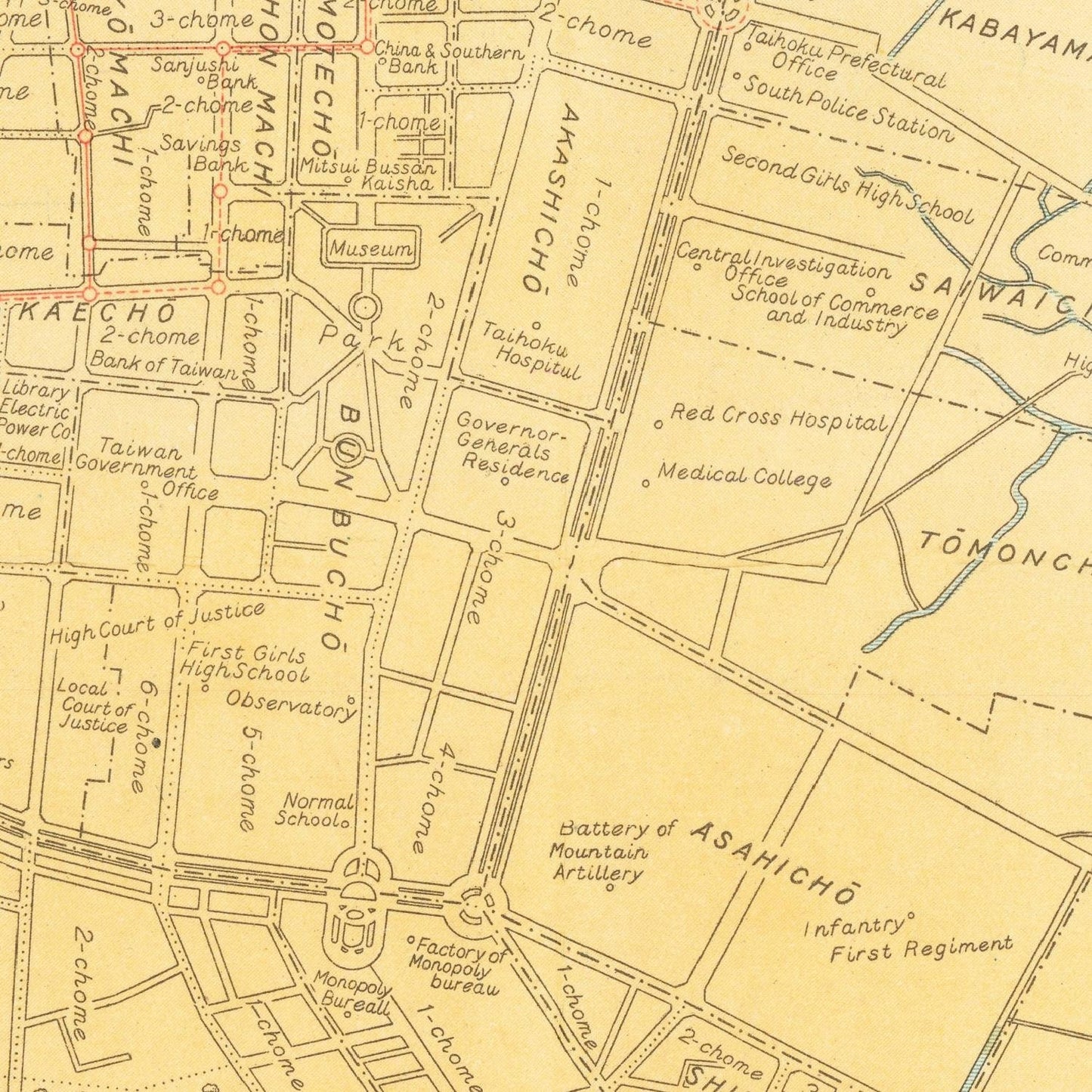 detail of the map from the centre