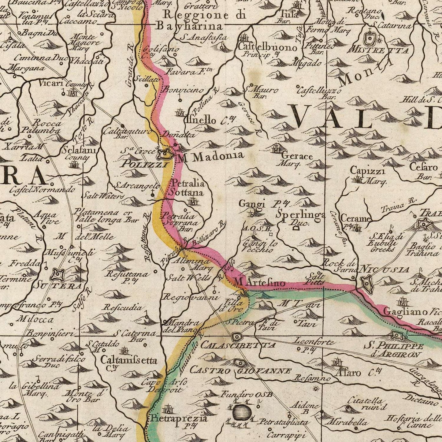 detail of the map from the centre
