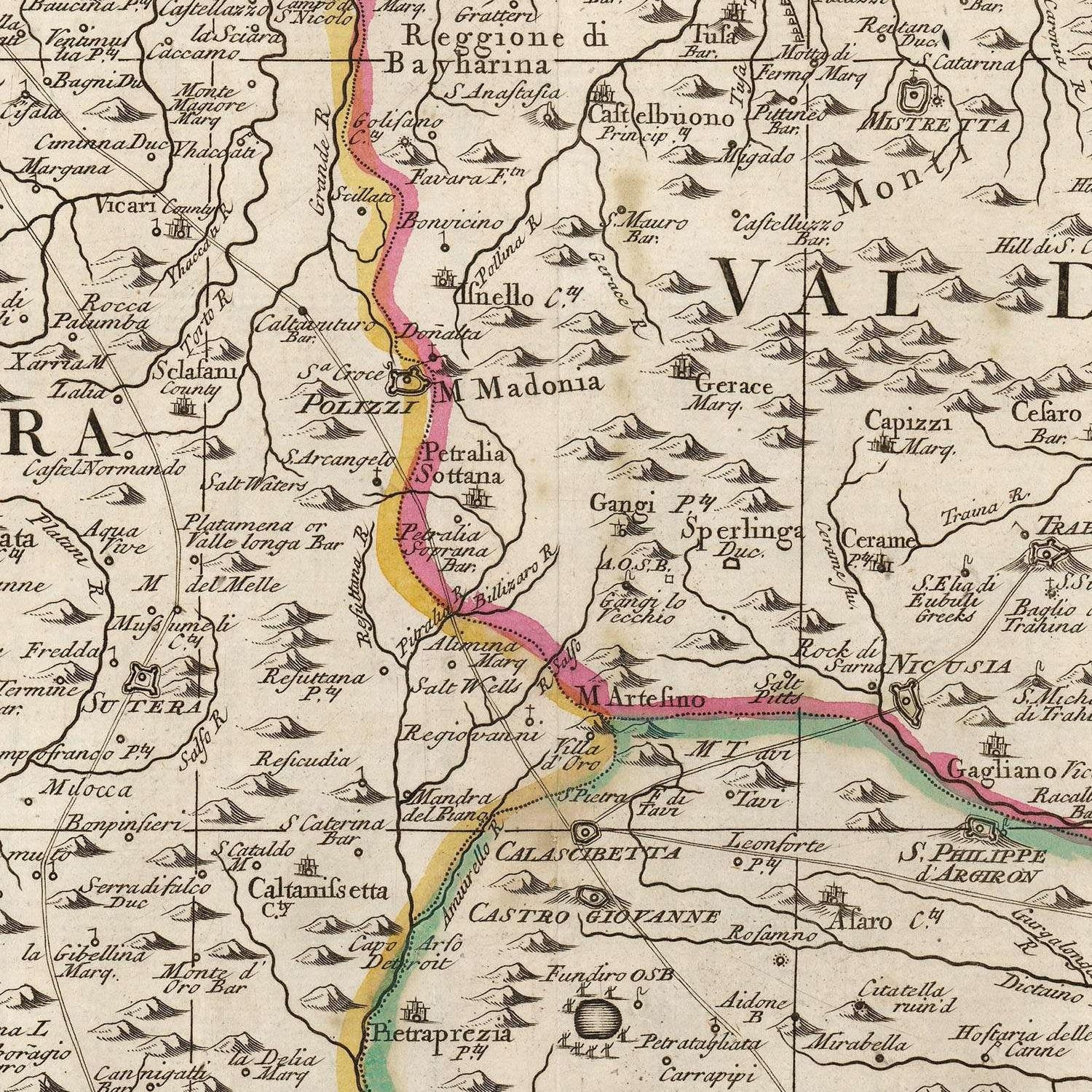 detail of the map from the centre