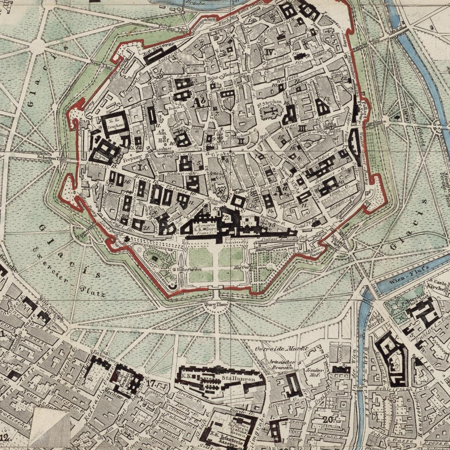 detail of the map from the centre