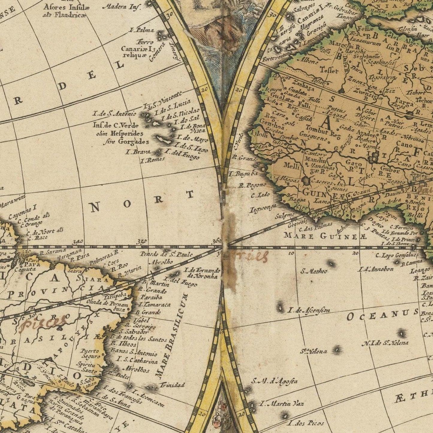 detail of the map from the centre