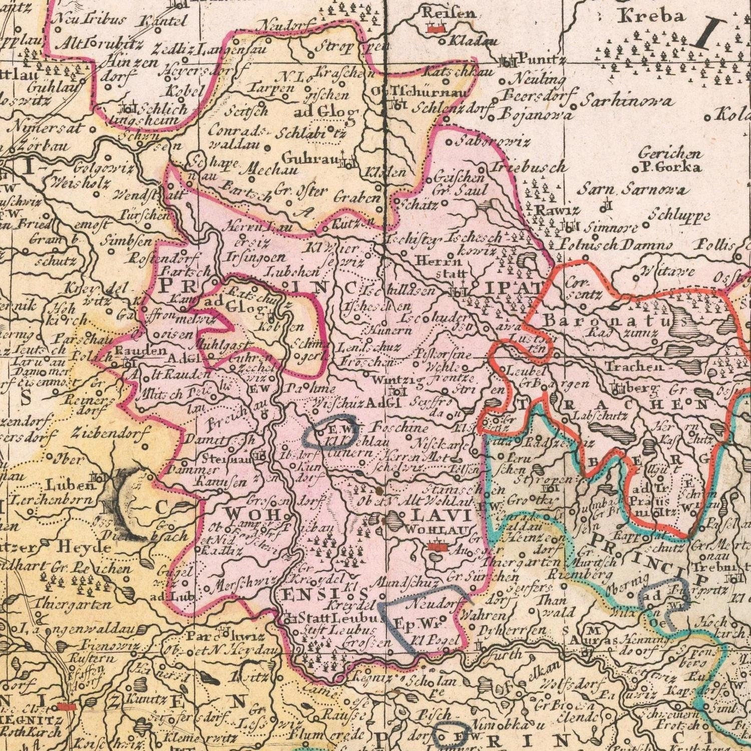 detail of the map from the centre