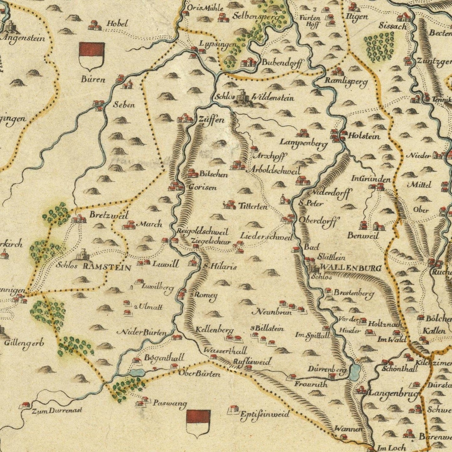 detail of the map from the centre