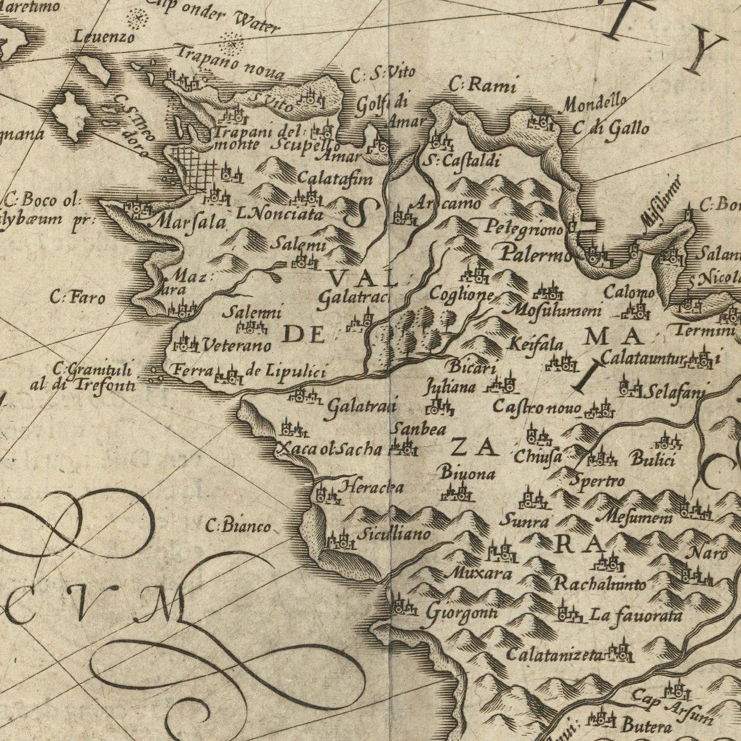 detail of the map from the centre