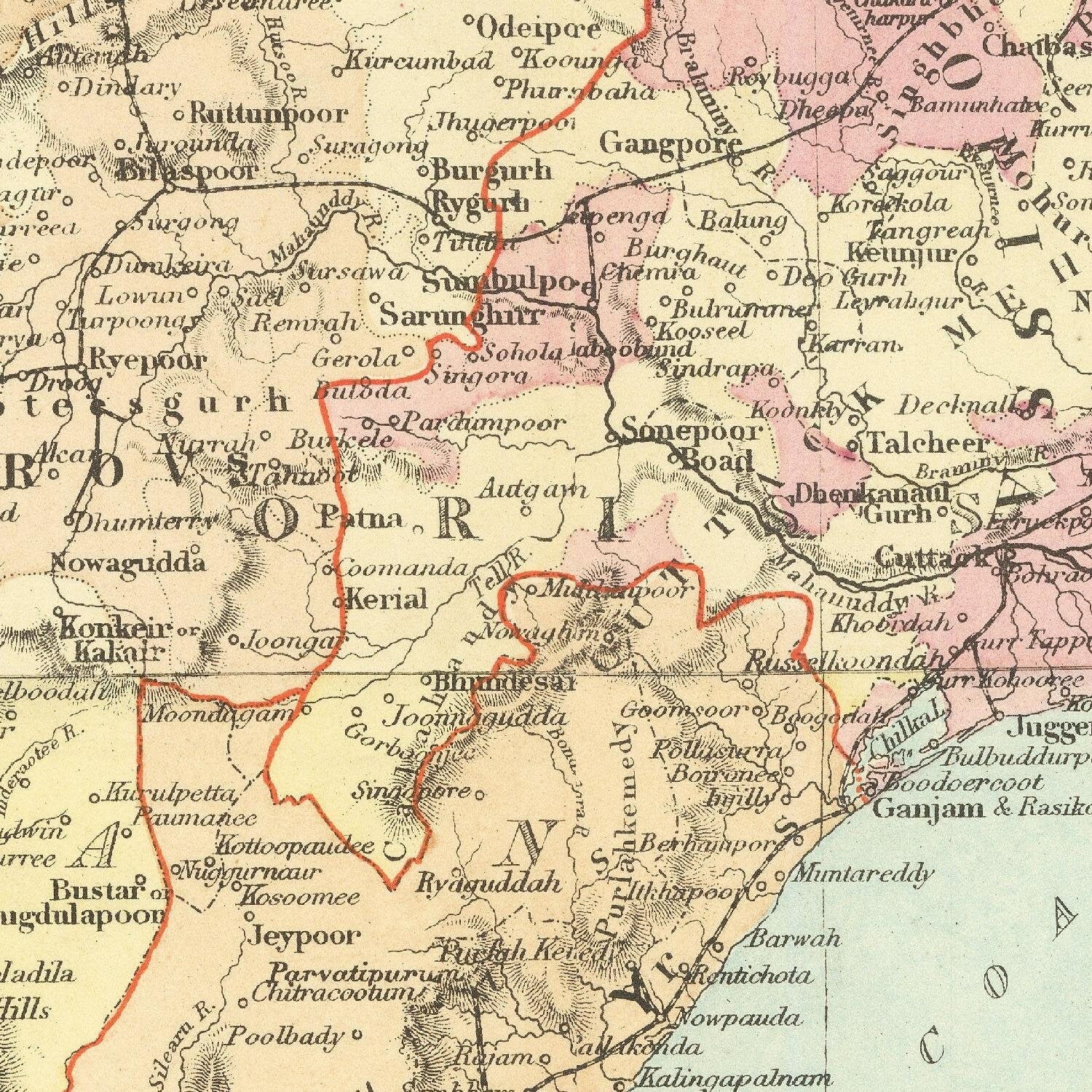 detail of the map from the centre