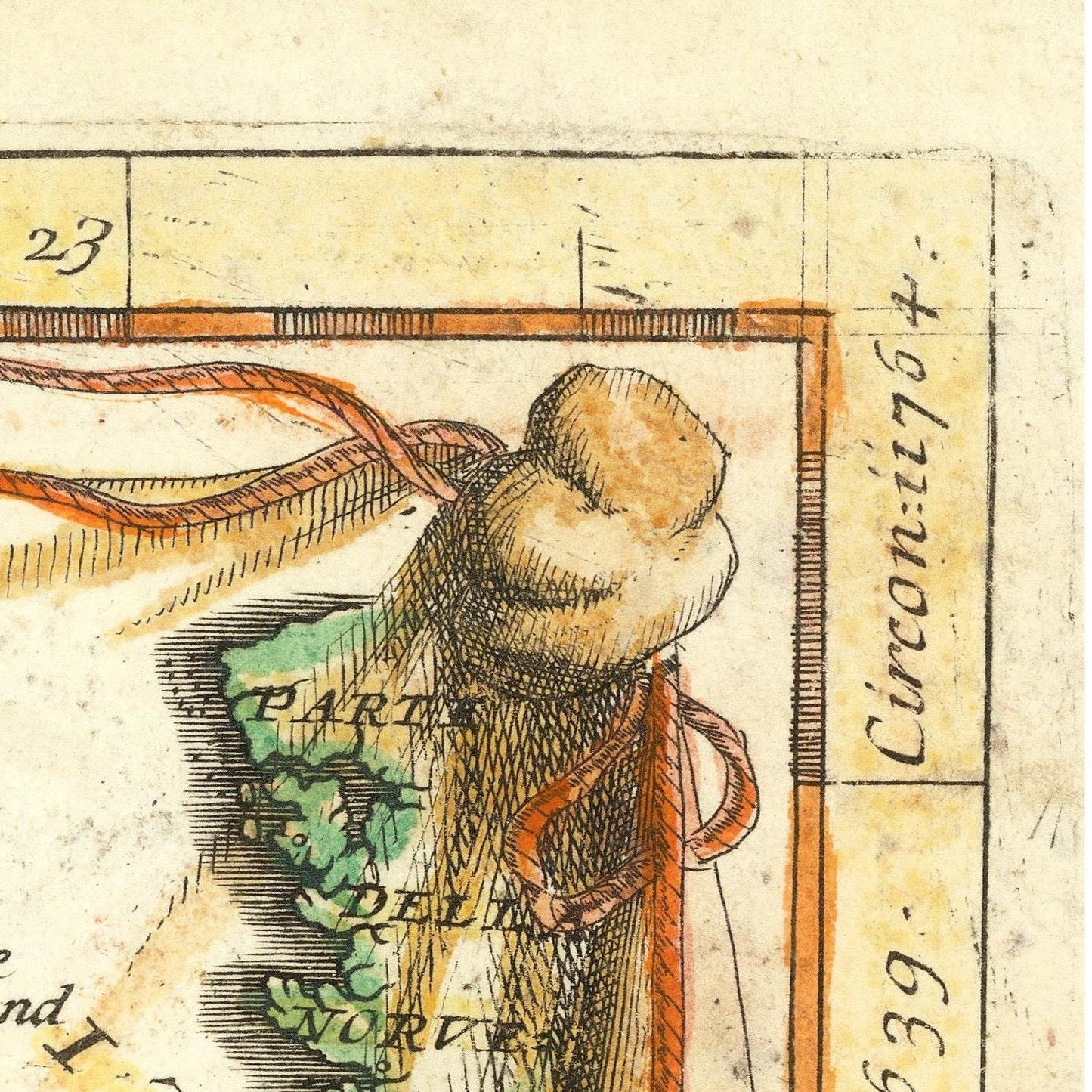 detail of the map from the top right corner