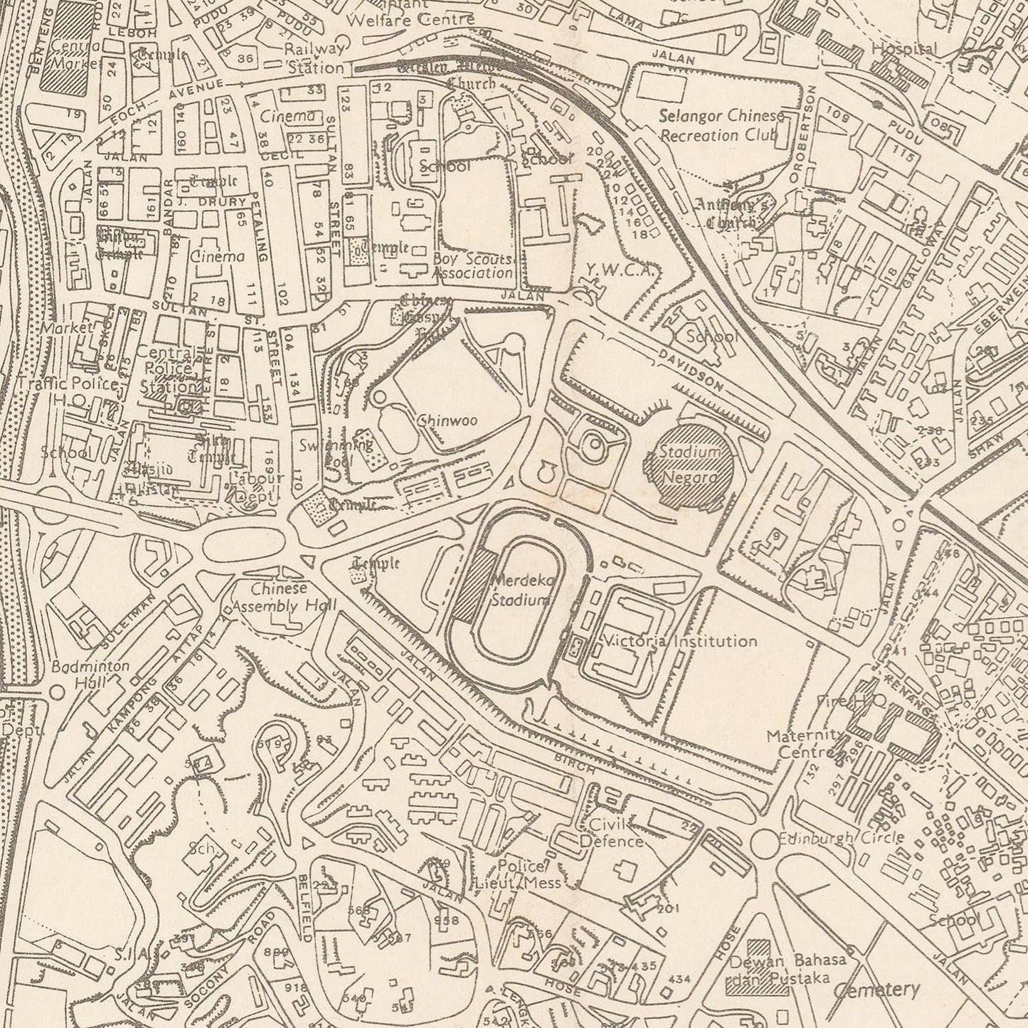 detail of the map from the centre