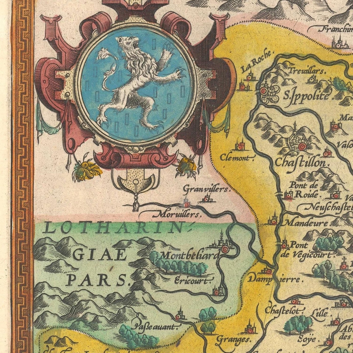 detail of the map from the centre left
