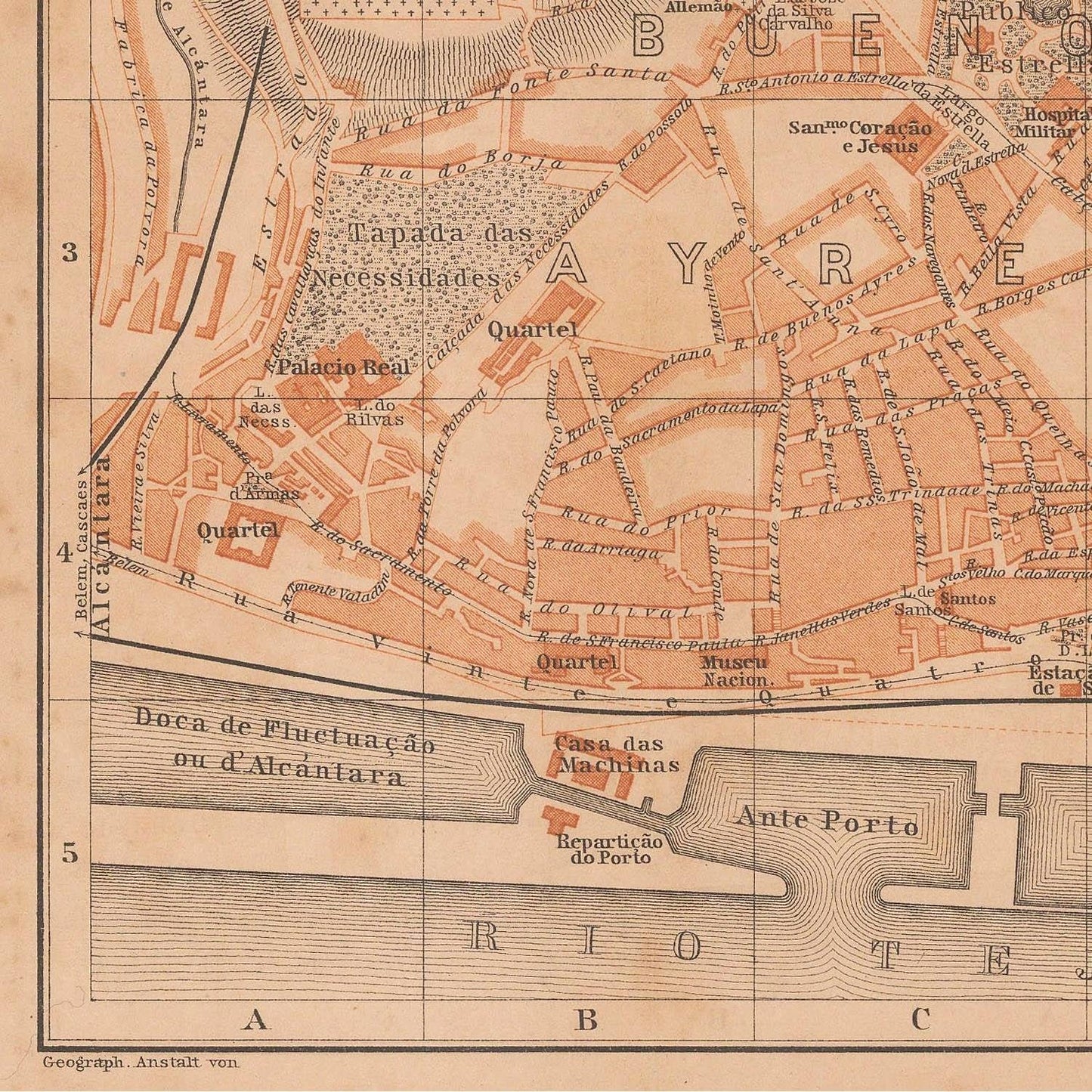 detail of the map from the bottom left corner
