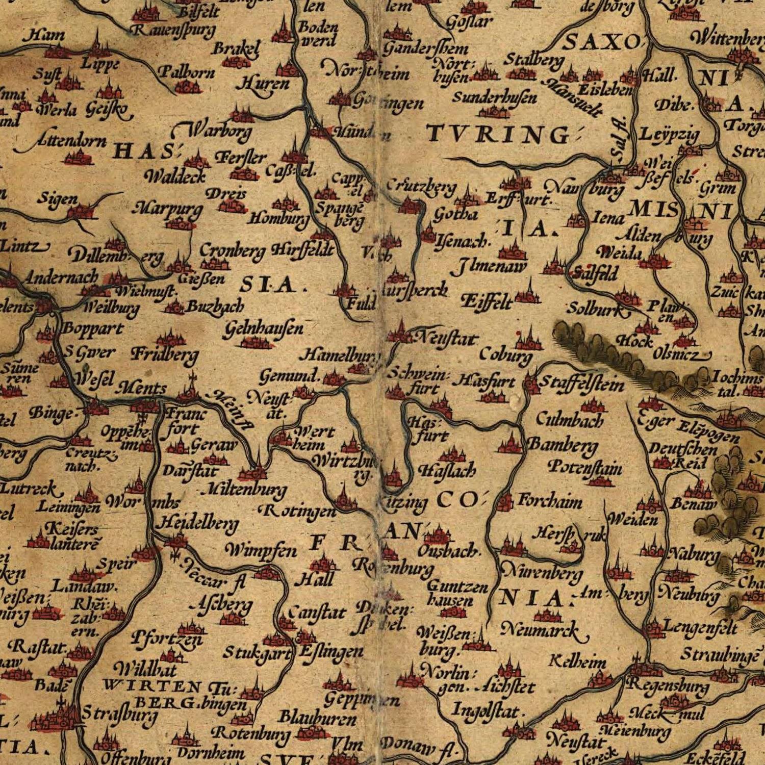 detail of the map from the centre 