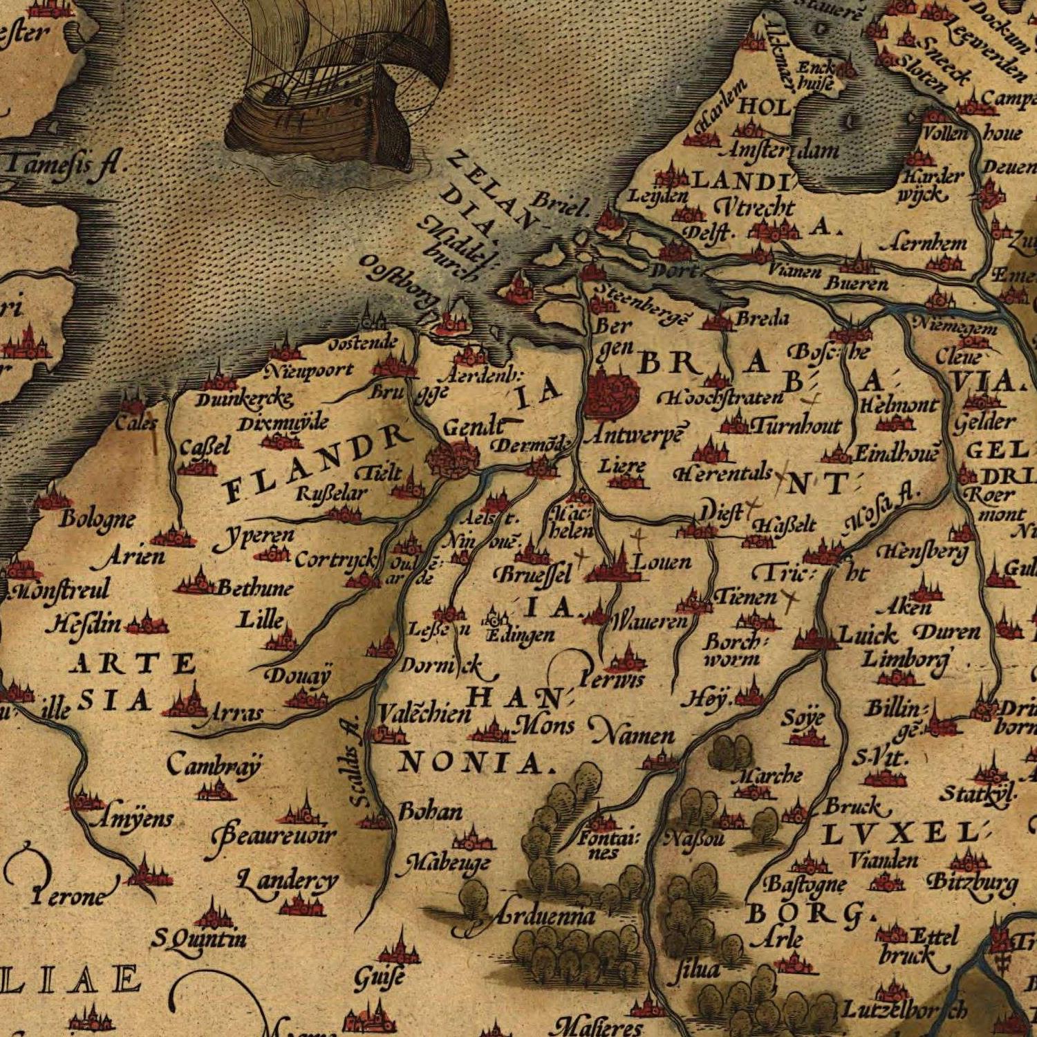 detail of the map from the centre left