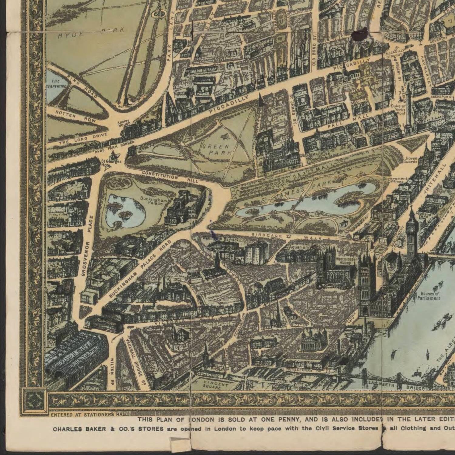 detail of the map from the bottom left corner