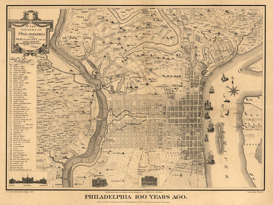 Old map of Philadelphia, 1875 (fine art photo paper print, 78 cm x 104 cm)