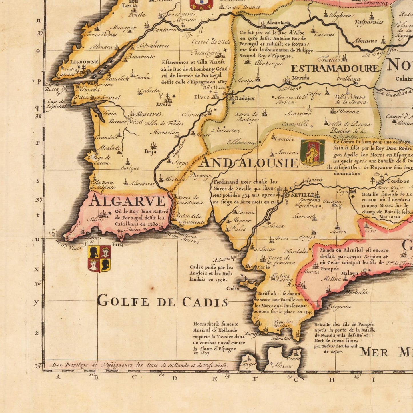 detail of the map from the bottom left corner