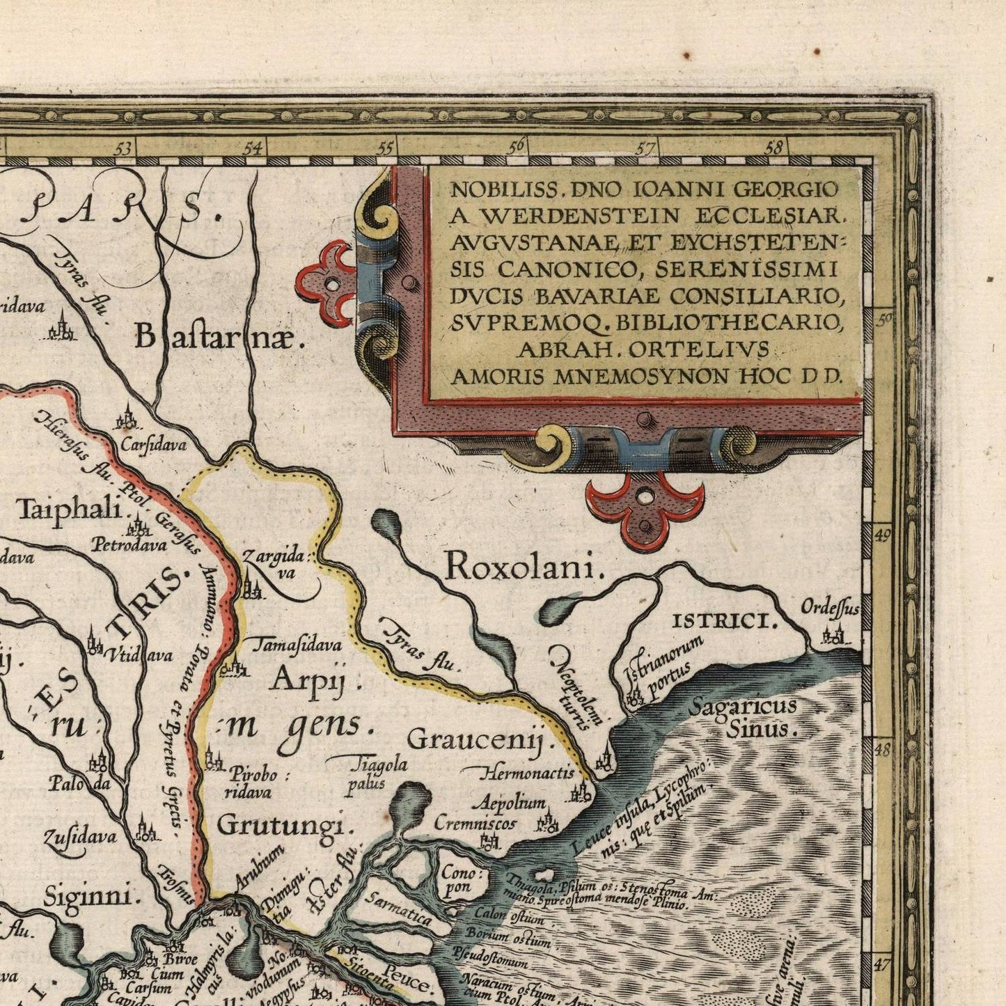 detail of the map from the top right corner