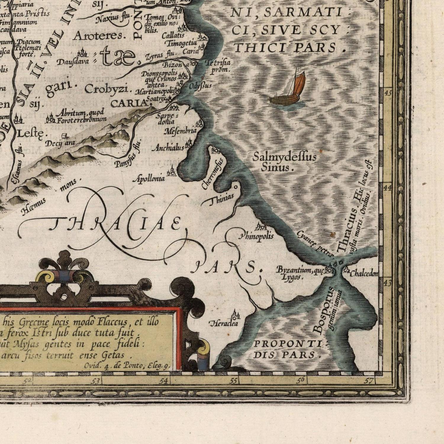 detail of the map from the bottom right corner