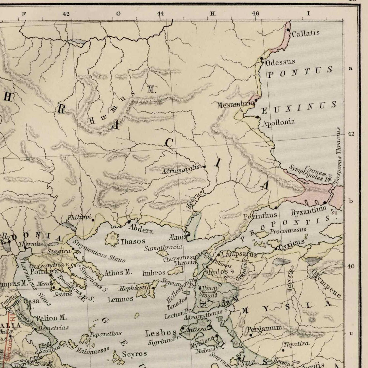 detail of the map from the top right corner