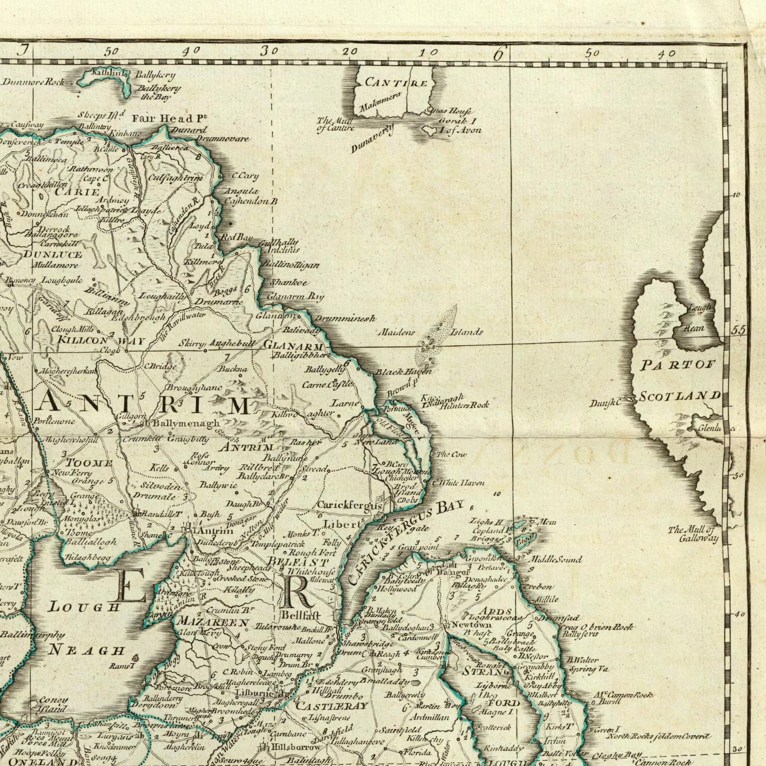 detail of the map from the top right corner