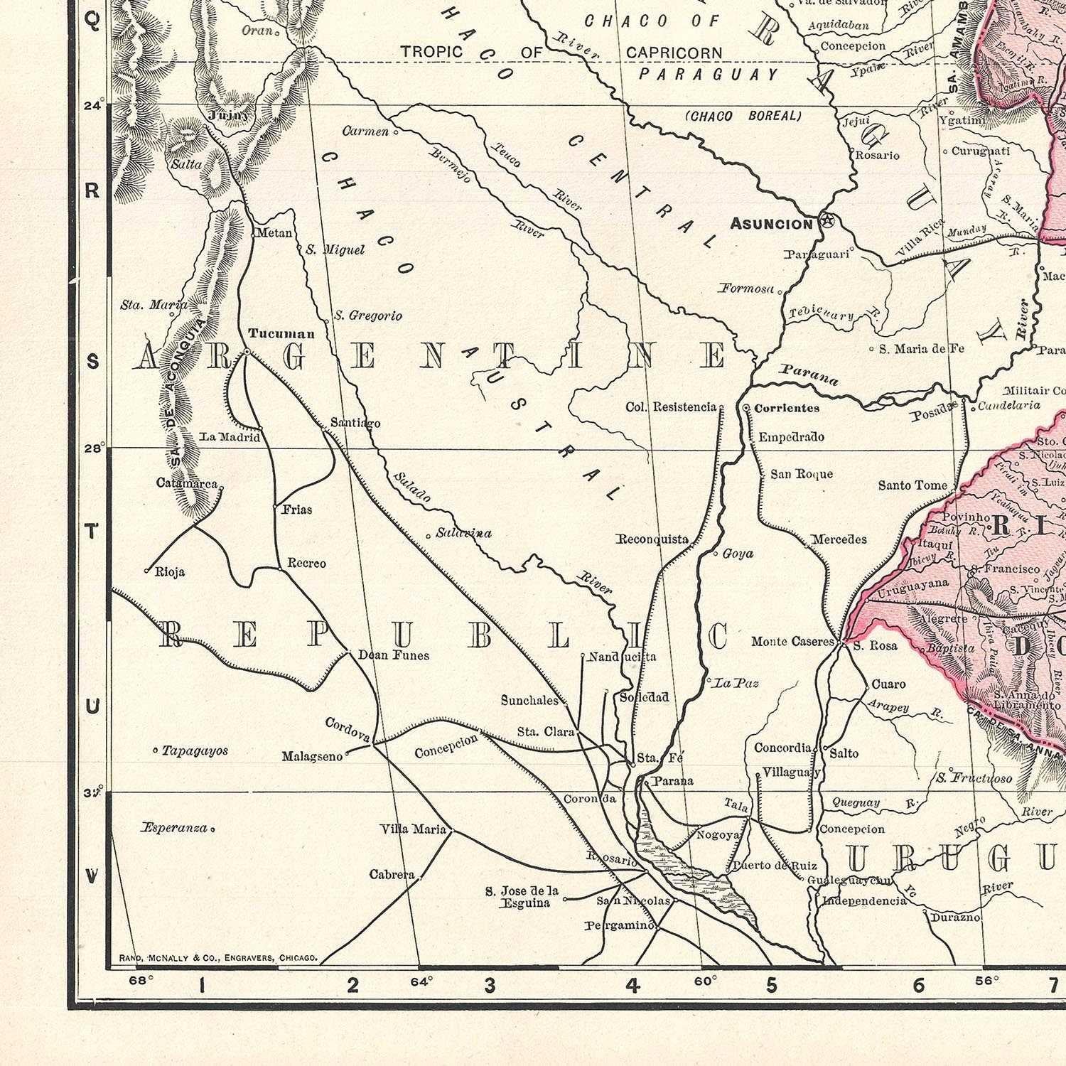 detail of the map from the bottom left corner