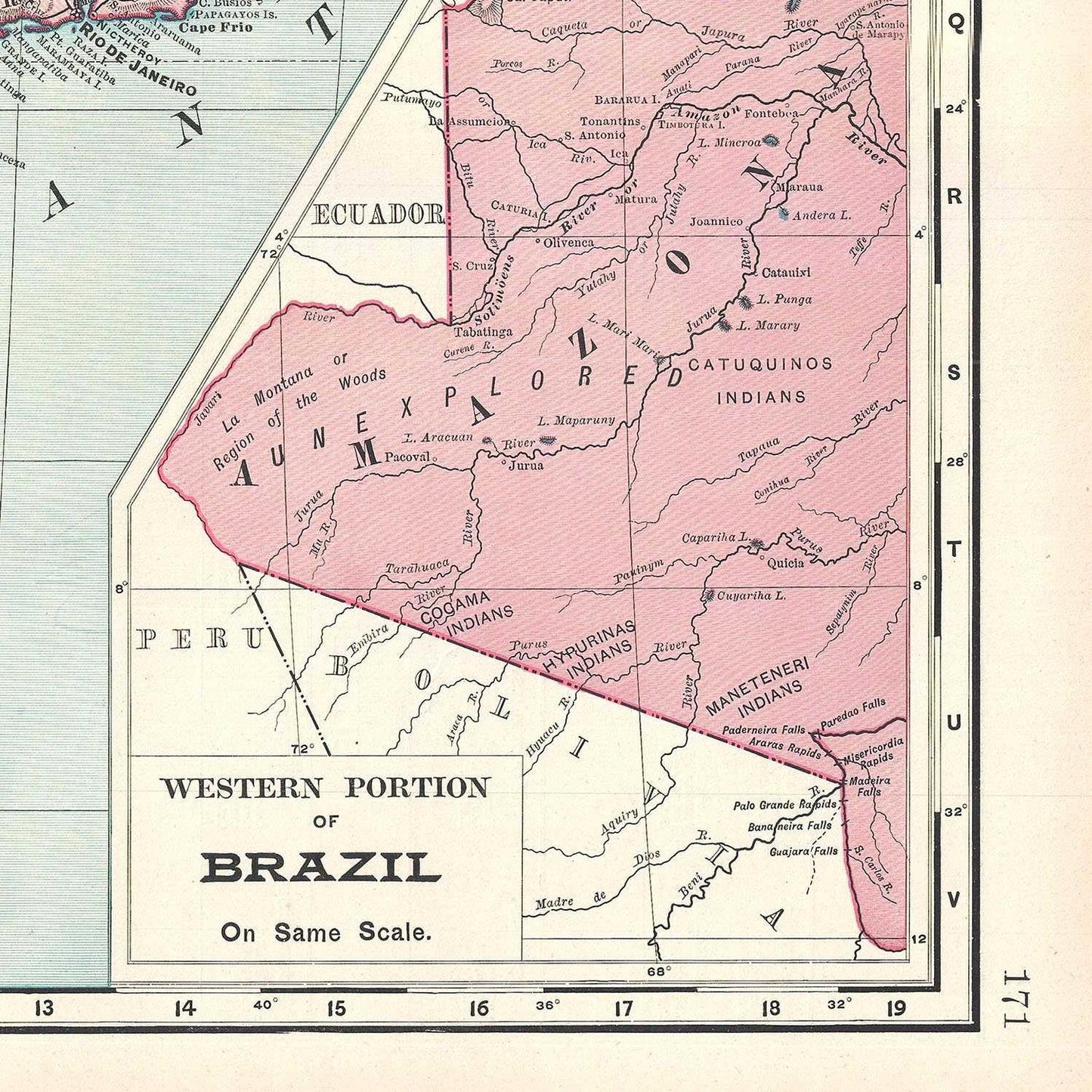 detail of the map from the bottom right corner