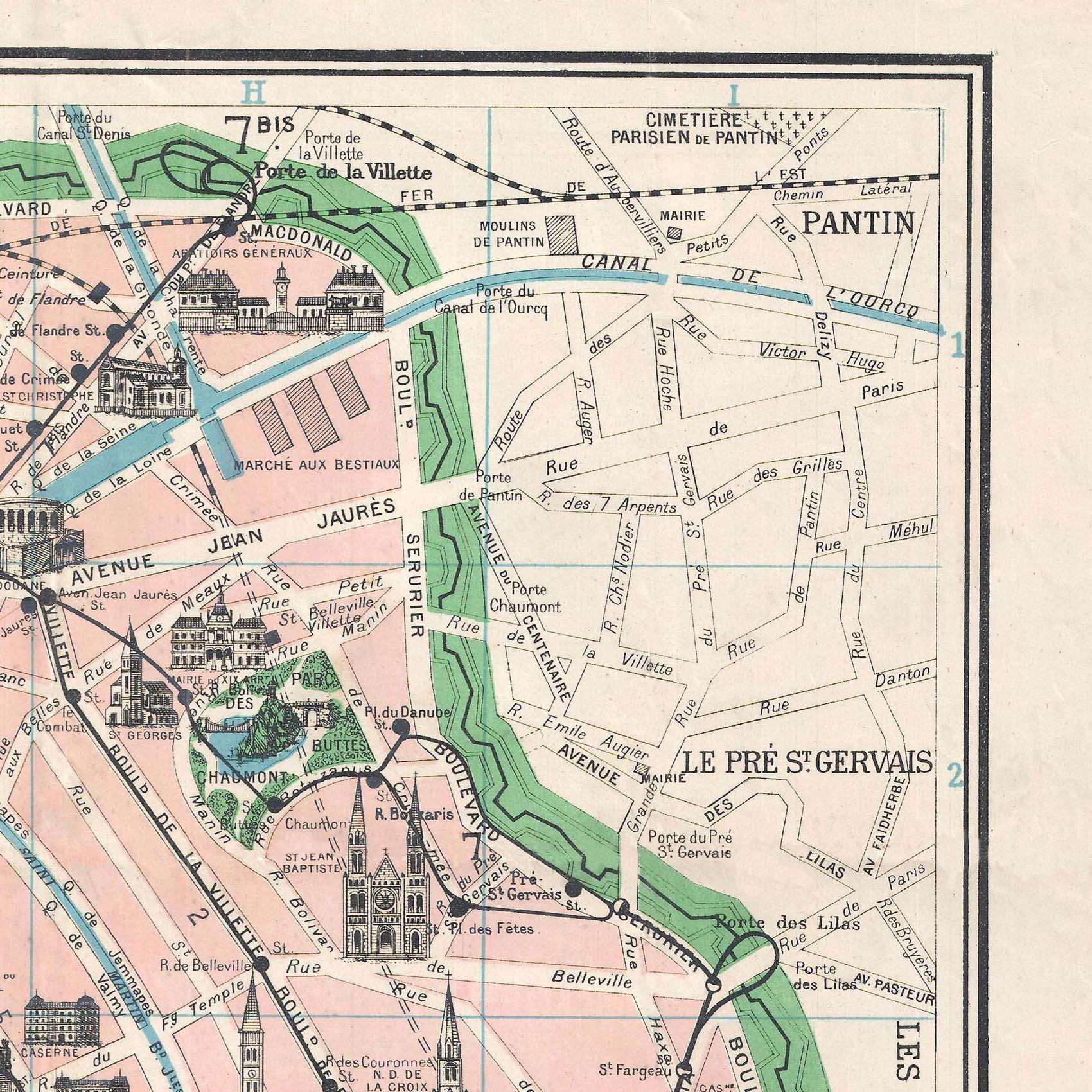 detail of the map from the top right corner