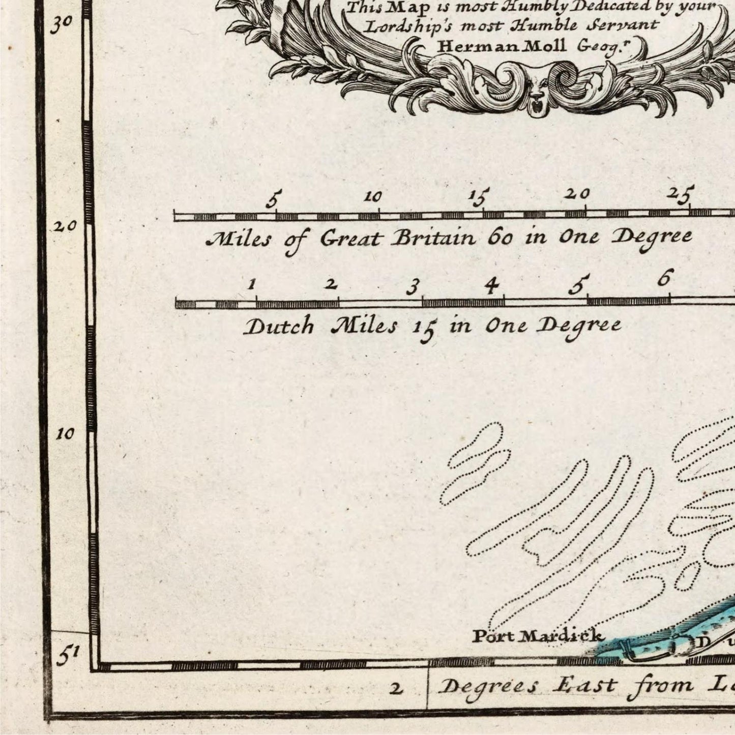 detail of the map from the bottom left corner