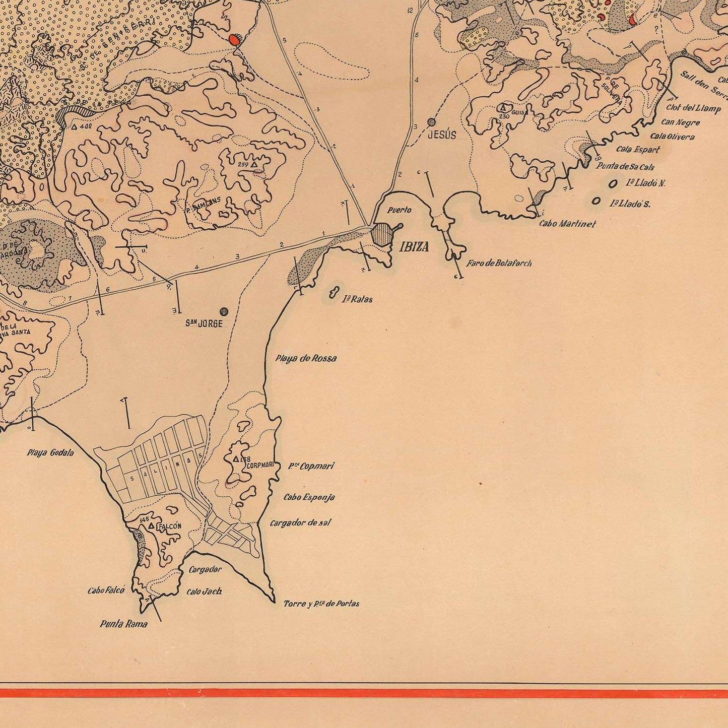 detail of the map from the centre left