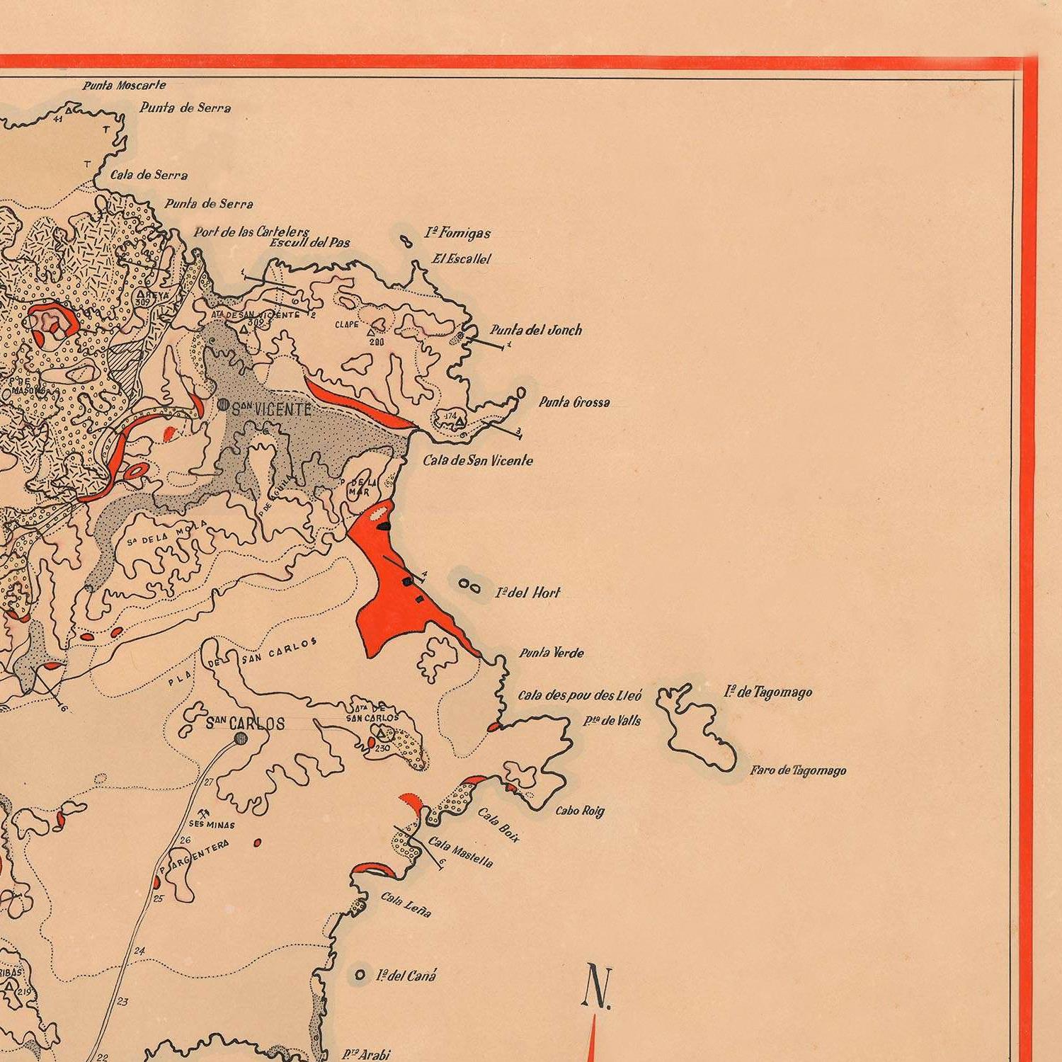 detail of the map from the bottom left corner