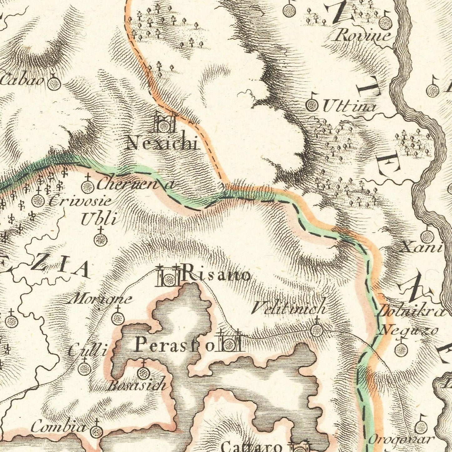 detail of the map from the centre 