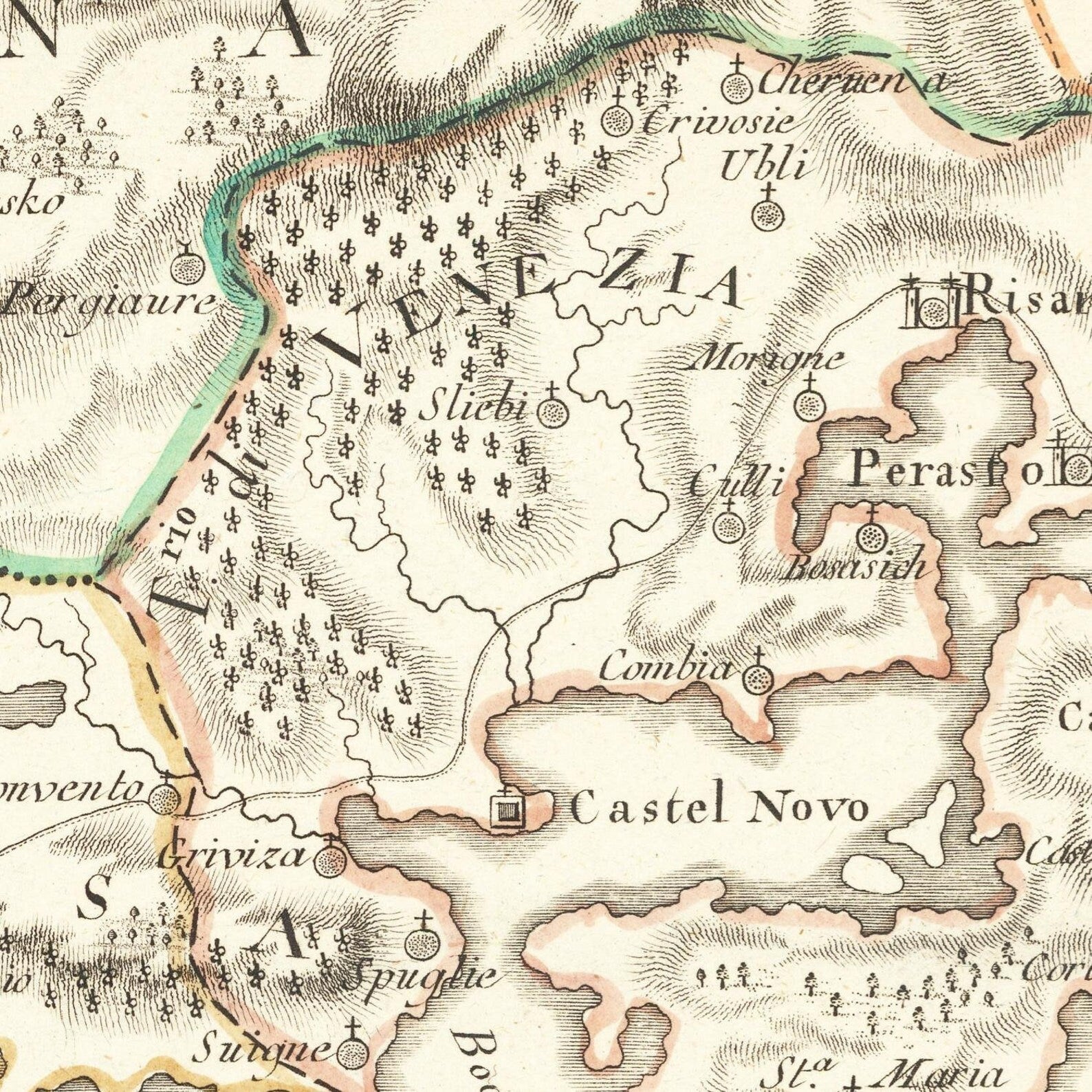 detail of the map from the centre left