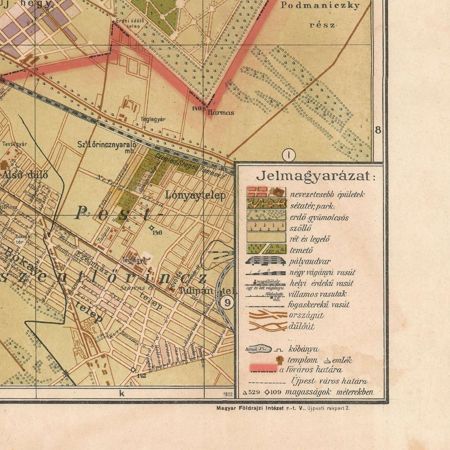 detail of the map from the bottom right corner