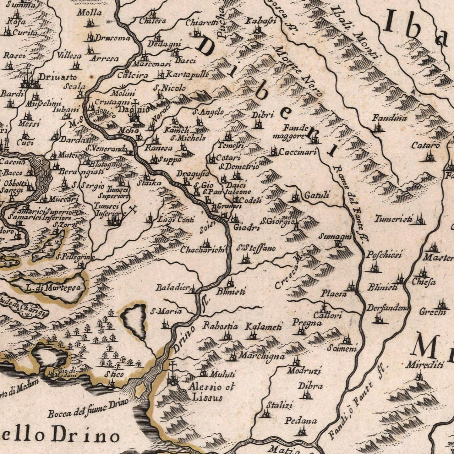 detail of the map from the centre left