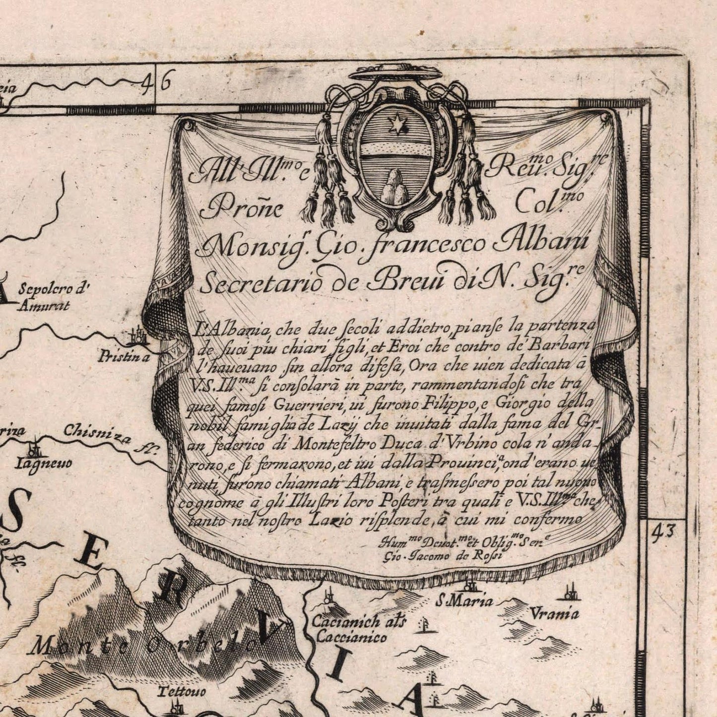 detail of the map from the top right corner