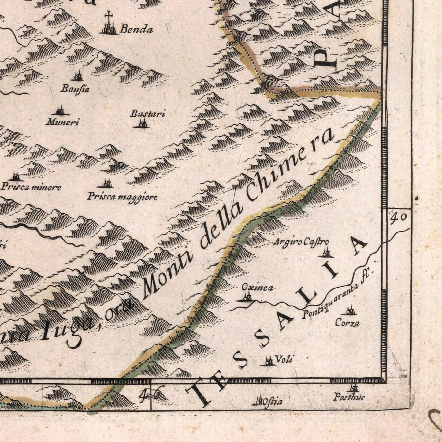 detail of the map from the bottom right corner