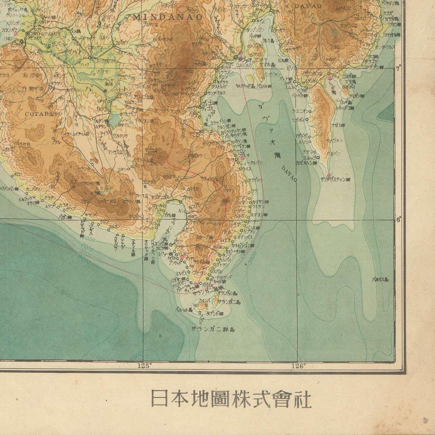 detail of the map from the bottom right corner