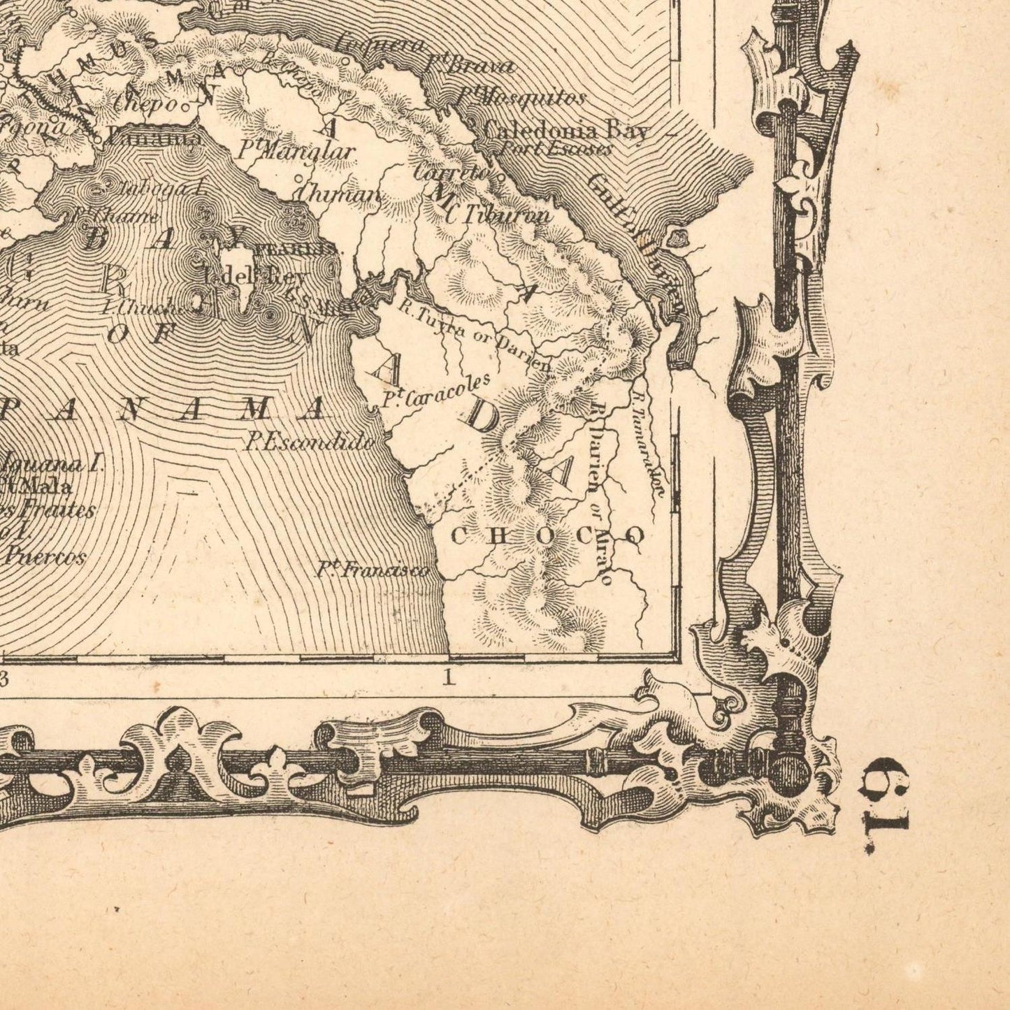 detail of the map from the bottom right corner