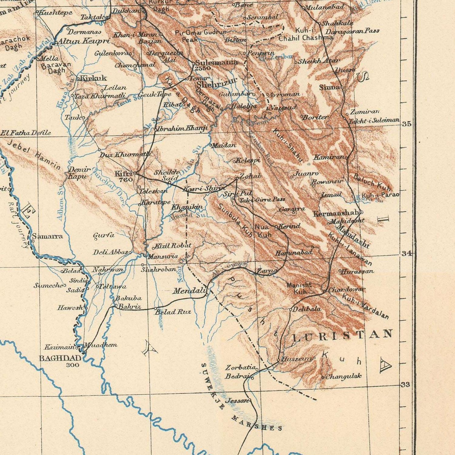 detail of the map from the centre left