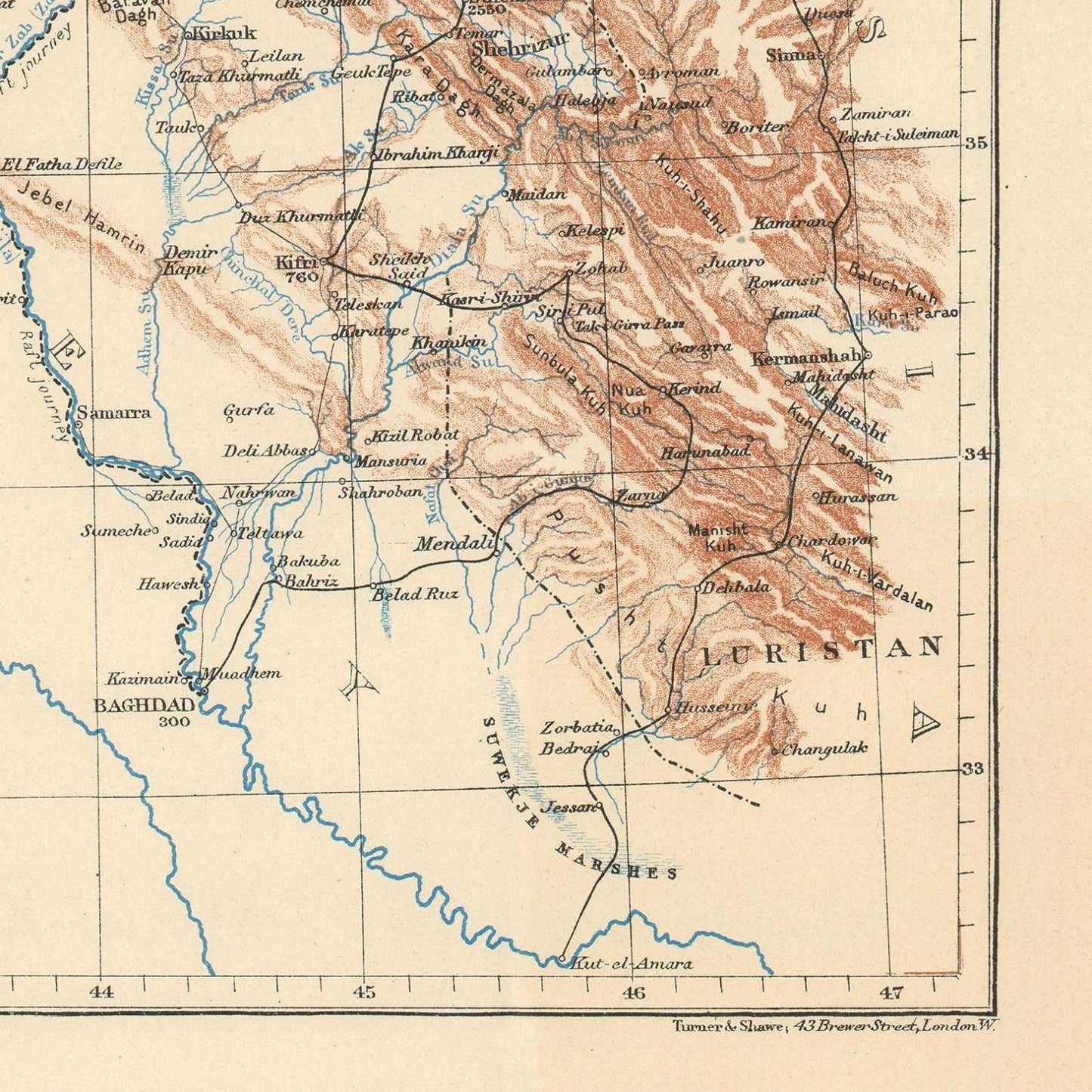 detail of the map from the bottom right corner