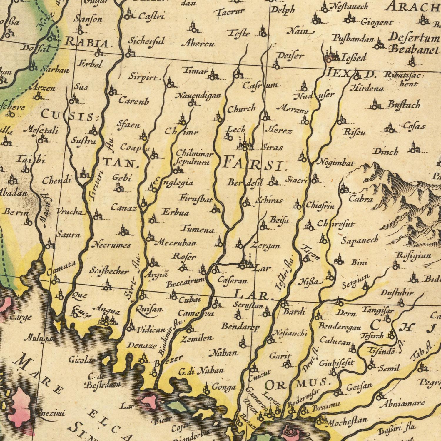 detail of the map from the centre left