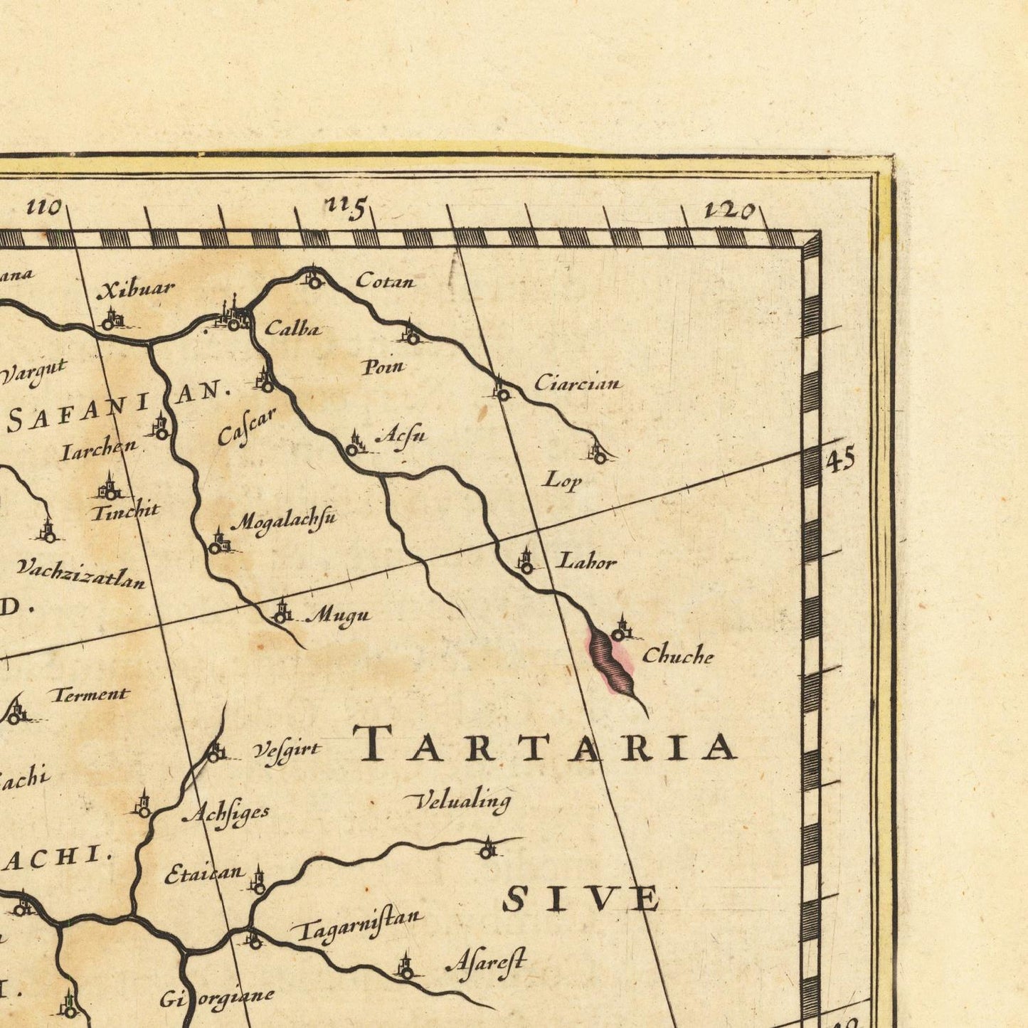 detail of the map from the top right corner