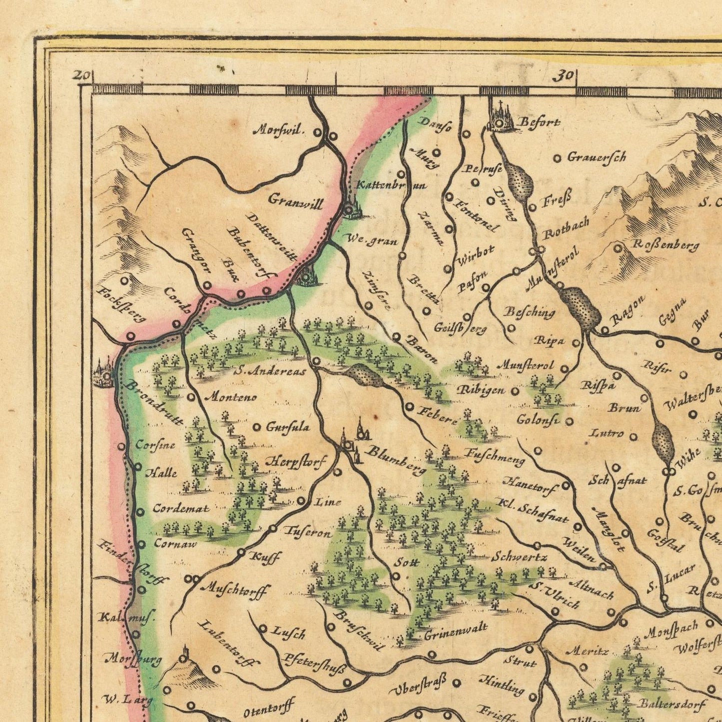 detail of the map from the top left corner