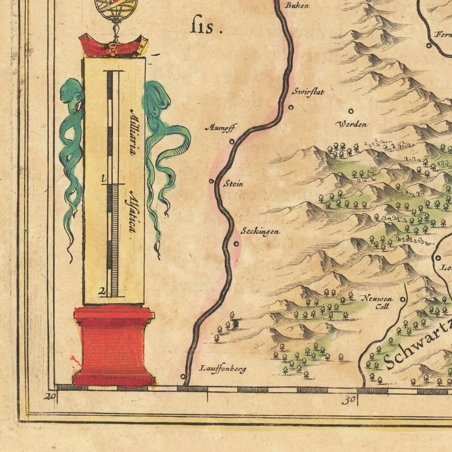 detail of the map from the bottom left corner