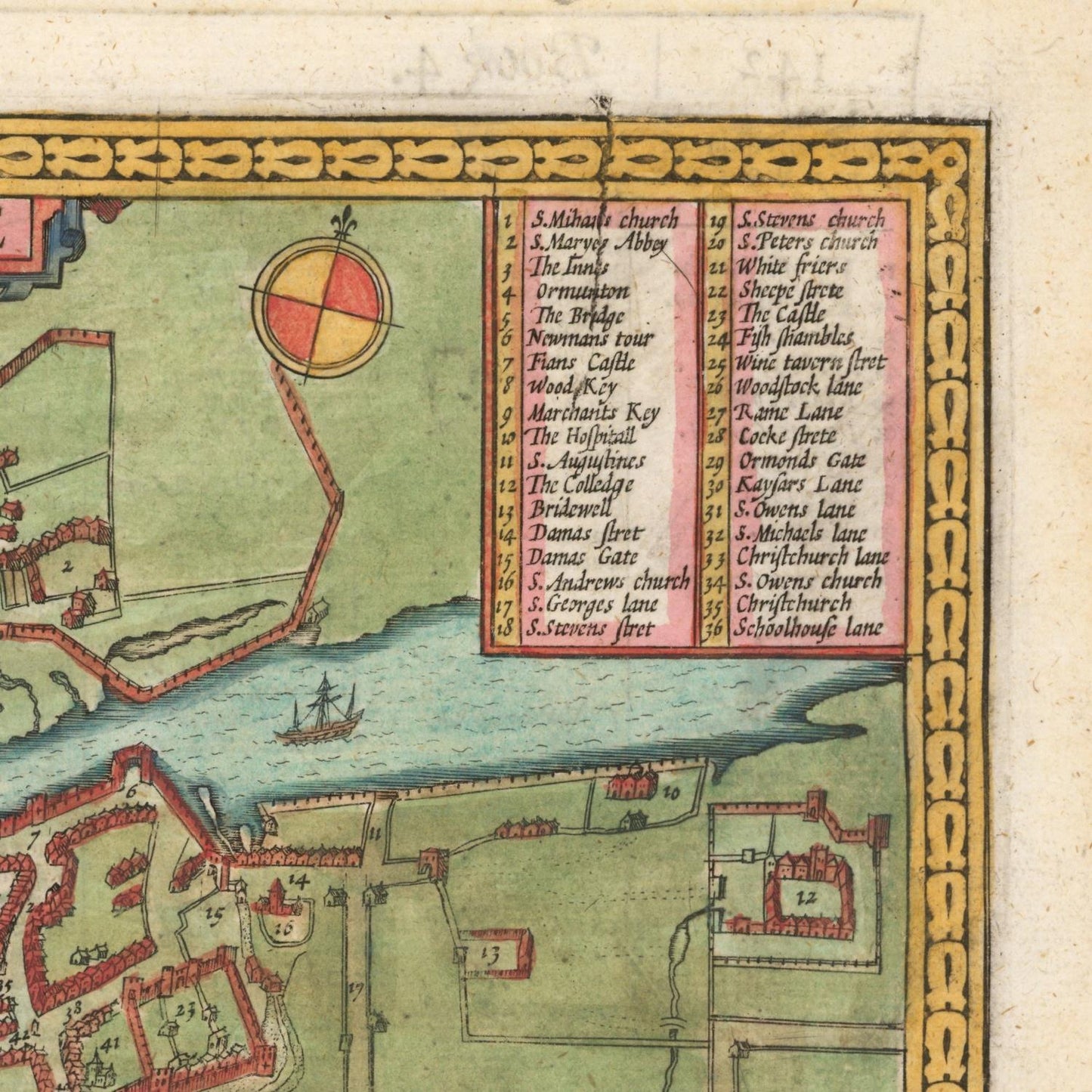 detail of the map from the top right corner