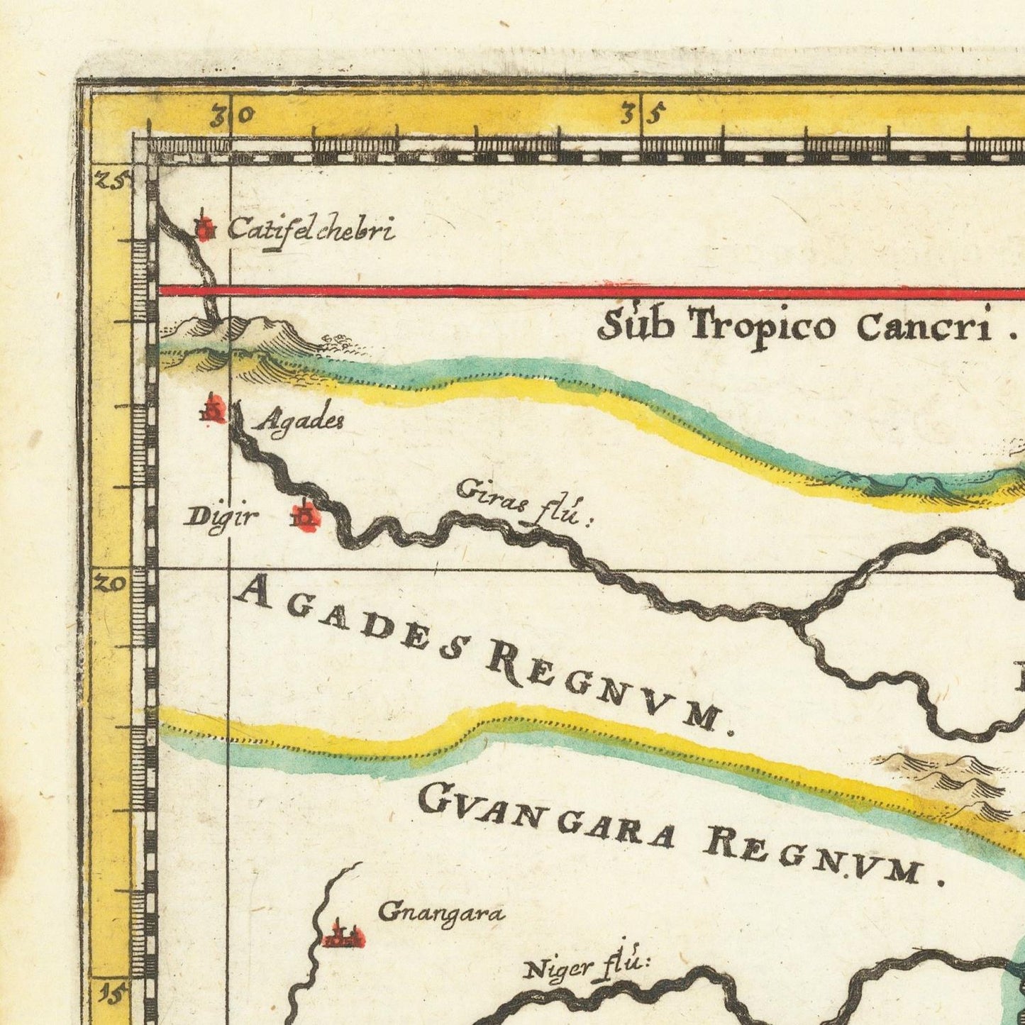 Ancient map of Ethiopia Superior, 1640, (fine art photo paper print, 40 cm x 51 cm)