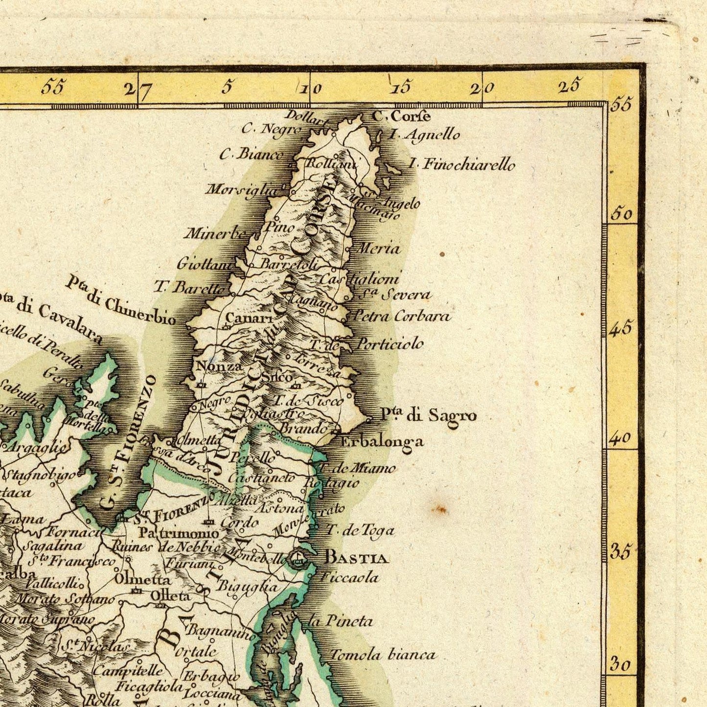 detail of the map from the top right corner