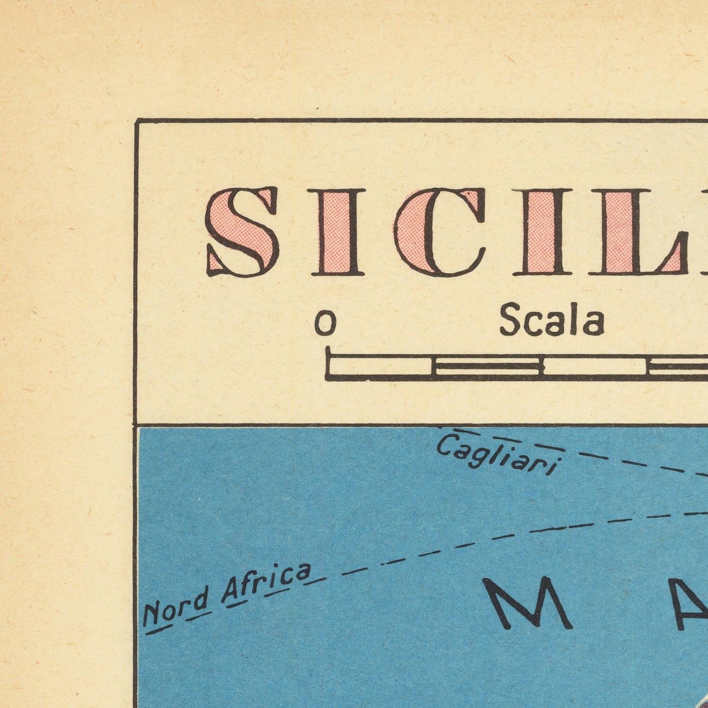 Old pictorial map of Sicily, 1961, (matte photo print, 58 cm x 76 cm)